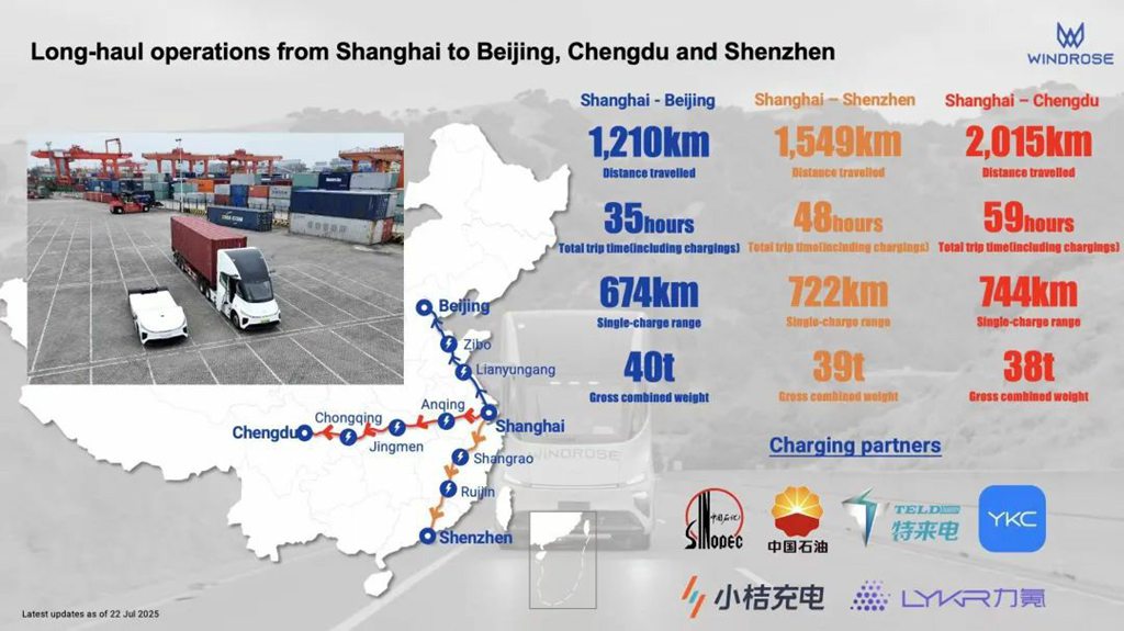 ​​2015 km de Shanghai a Chengdu en autopista con solo tres recargas: El camión eléctrico puro Windrose ayuda a Rokin Logistics a proporcionar transporte eléctrico puro en las rutas troncales Beijing-Shanghai, Shanghai-Guangdong y Shanghai-Chengdu para Rémy Martin​​