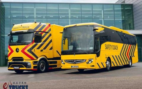 ¿Revolución en la seguridad de los camiones en la era eléctrica? Mercedes-Benz presenta el eActros 600 Safety Truck (Camión de Seguridad)​
