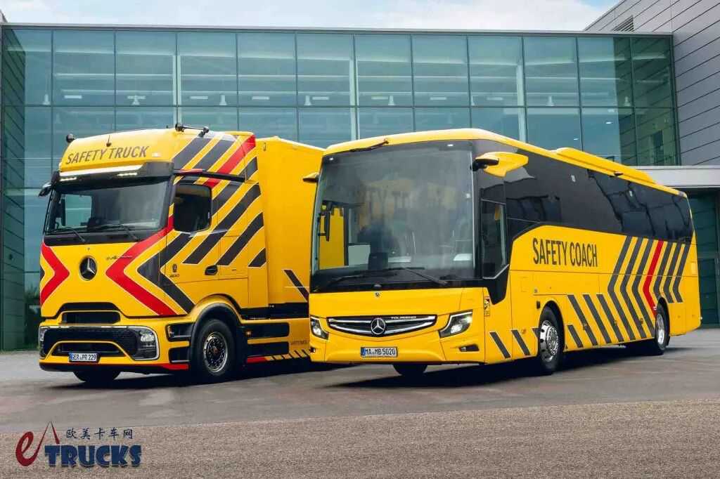 ¿Revolución en la seguridad de los camiones en la era eléctrica? Mercedes-Benz presenta el eActros 600 Safety Truck (Camión de Seguridad)​