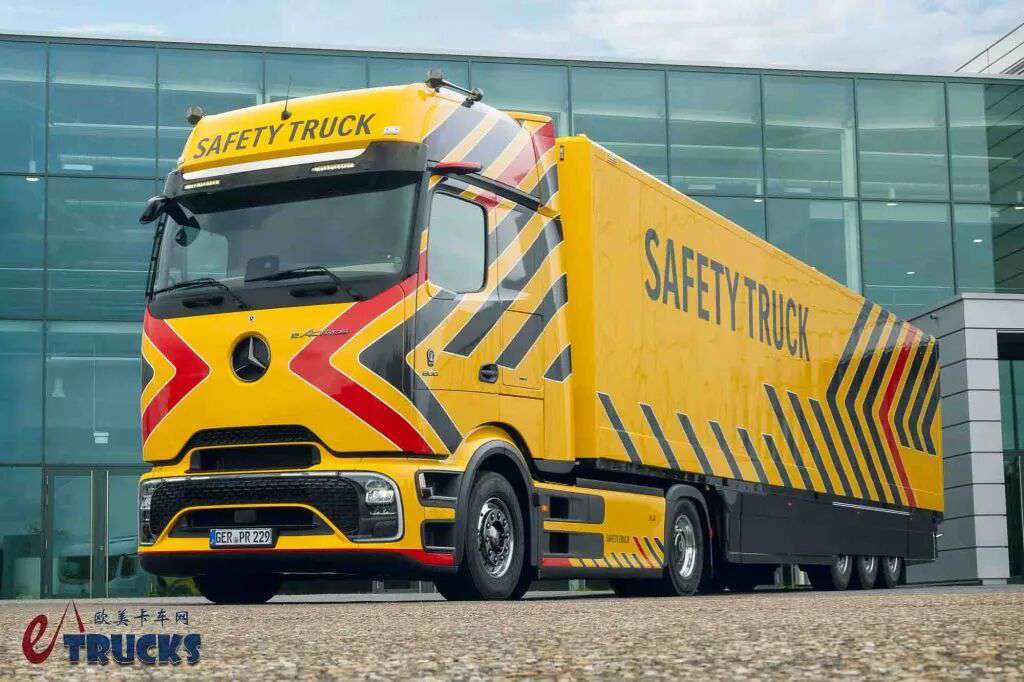 ¿Revolución en la seguridad de los camiones en la era eléctrica? Mercedes-Benz presenta el eActros 600 Safety Truck (Camión de Seguridad)​